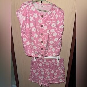 Jessica Simpson floral print linen blend set size 10